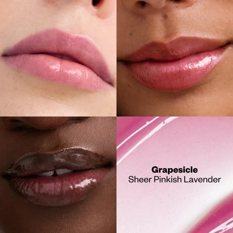 Kosas - Wet Lip Oil Gloss Plumping Peptide Lip Treatment Gloss | Grapesicle - Sheer Pinkish Lavender