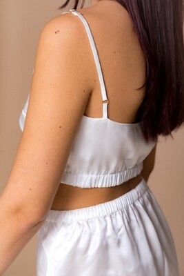 Пижама (кроп-топ двухсторонний + шортики) цвет белый (доступно на заказ в других цветах шёлка)
