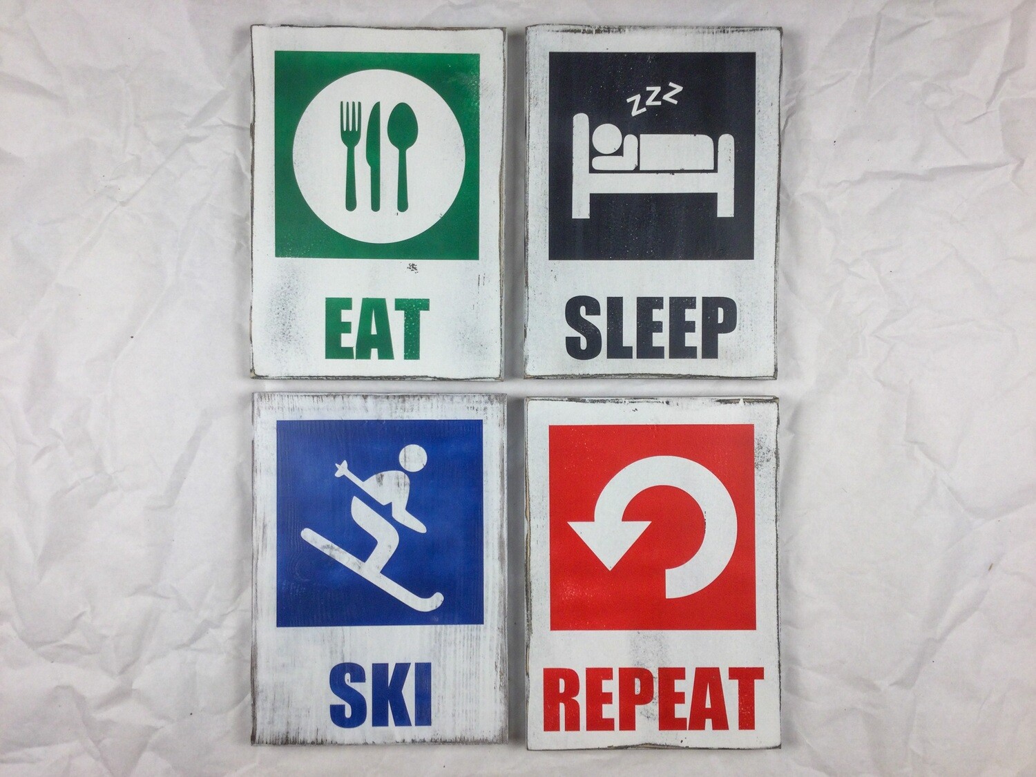 Eat Sleep Ski Repeat Sign Set