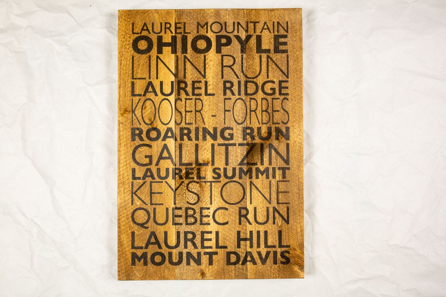 Laurel Highlands Parks List Sign