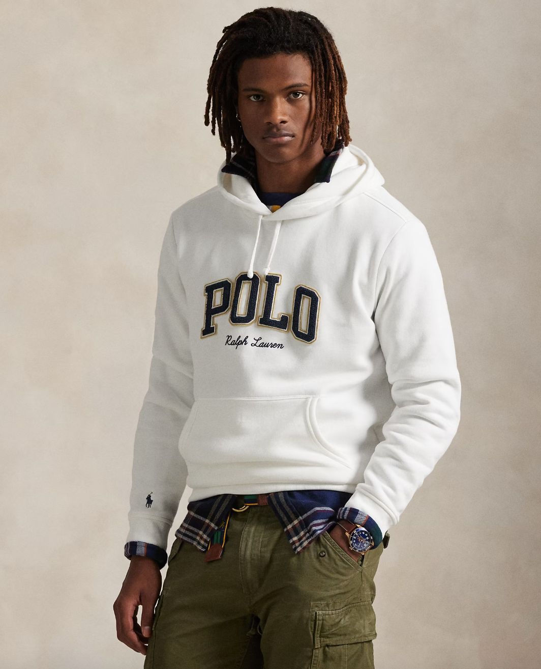 LOGO FLEECE HOODIE BLANC, Taille: XS