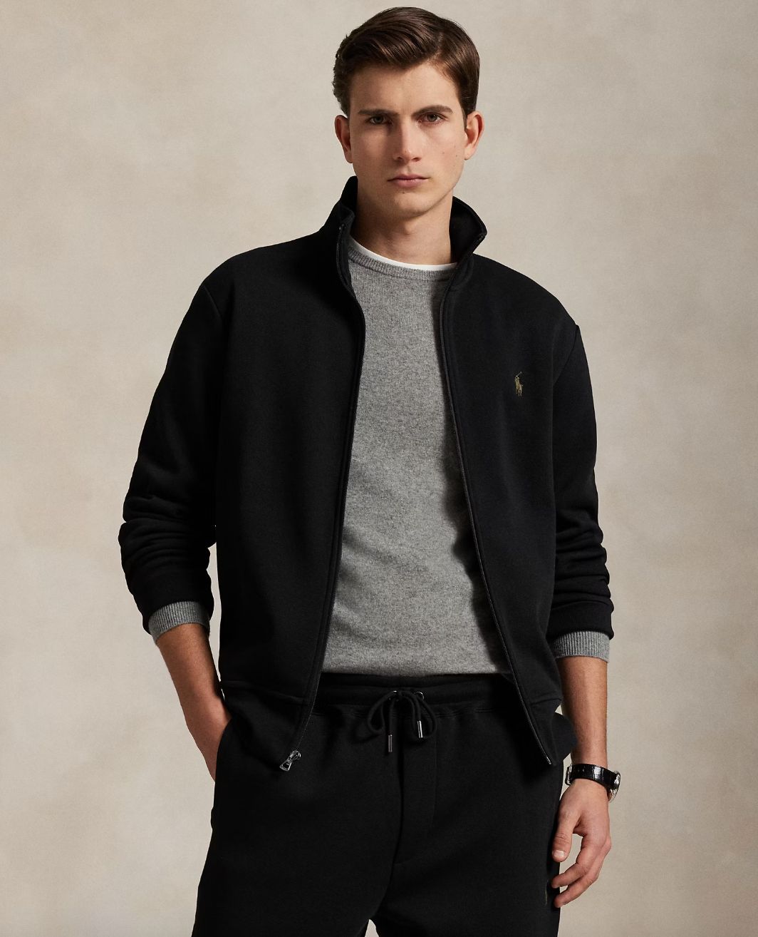 DOUBLE-KNIT TRACK JACKET BLACK, Taille: XS