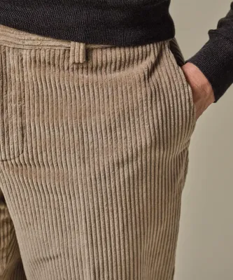 Beige loose fit corduroy