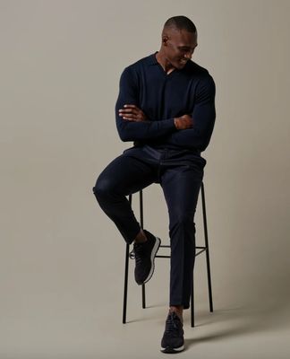 Navy wool flannel trousers