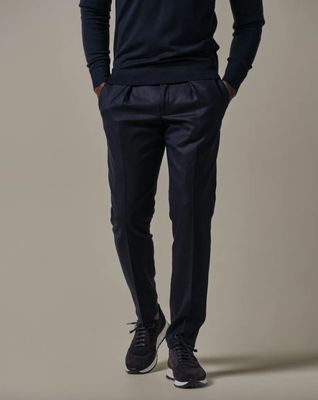 Navy wool flannel trousers