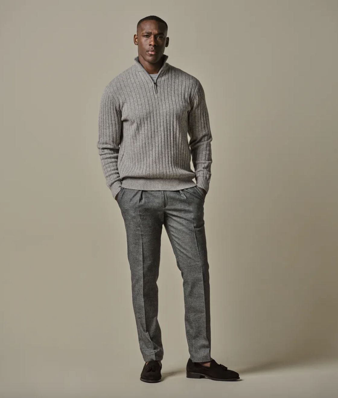 Anthra cotton flannel trousers Dark Grey