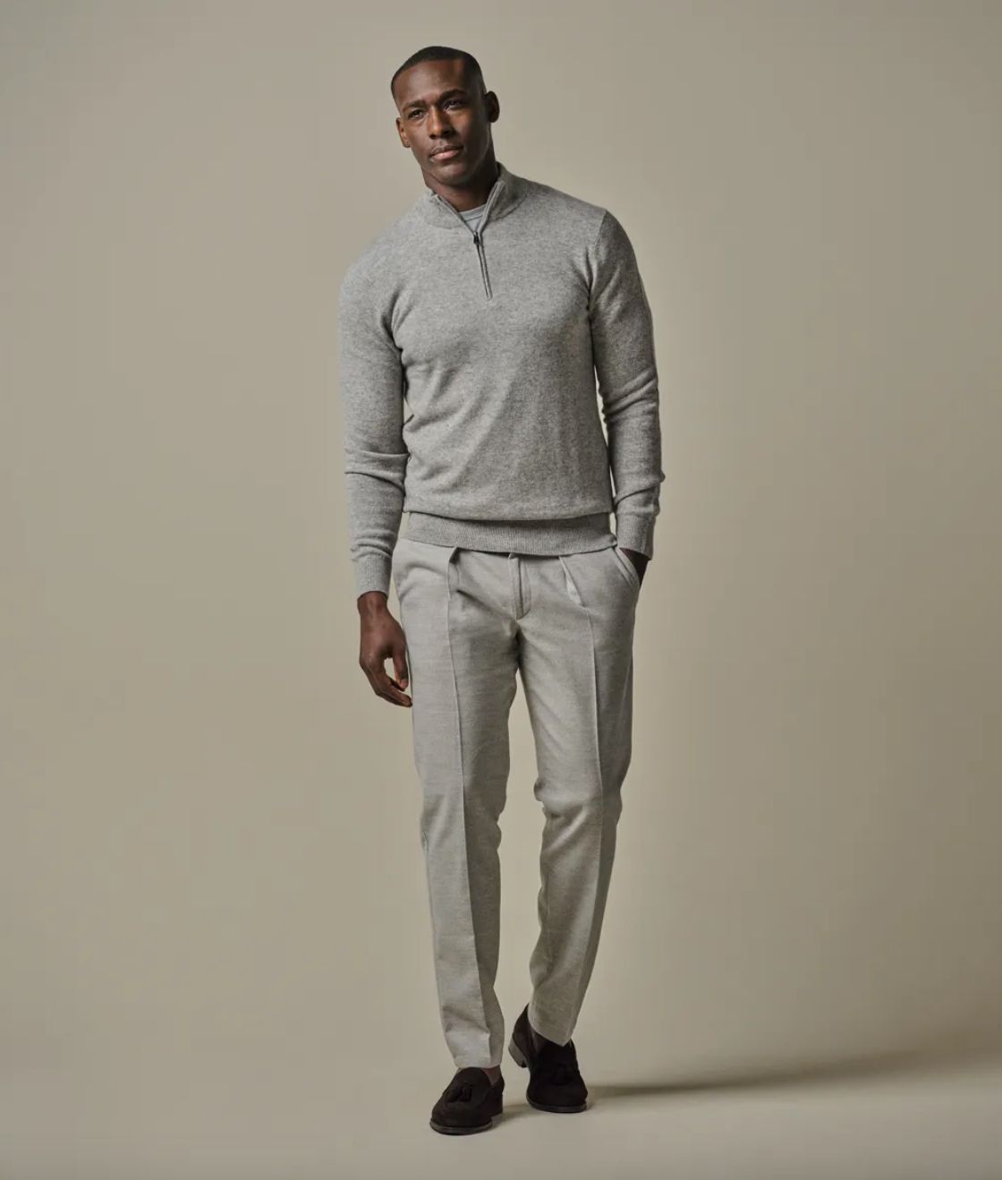 Grey cotton flannel trousers