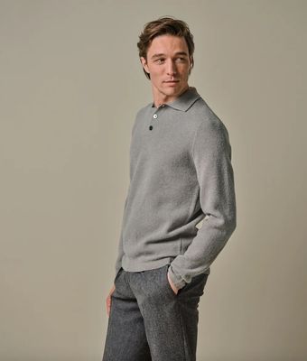 Grey boiled wool polo