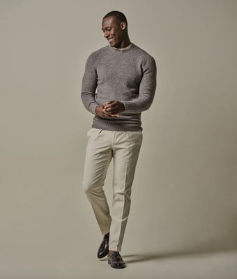 Brown boiled wool crewneck