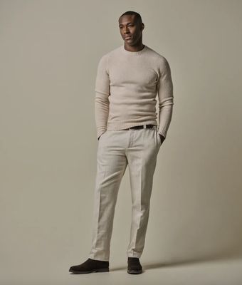 Beige boiled wool crewneck