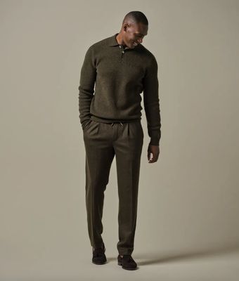 Green boiled wool polo