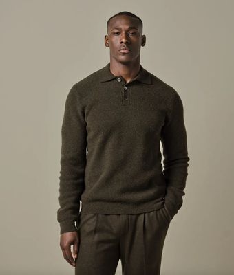 Green boiled wool polo