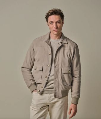 Beige suede bomber