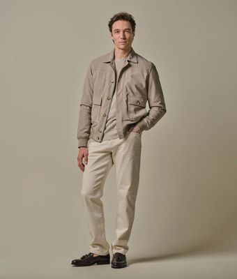 Beige suede bomber