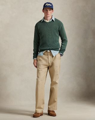 GARMENT-DYED COTTON SWEATER GREEN