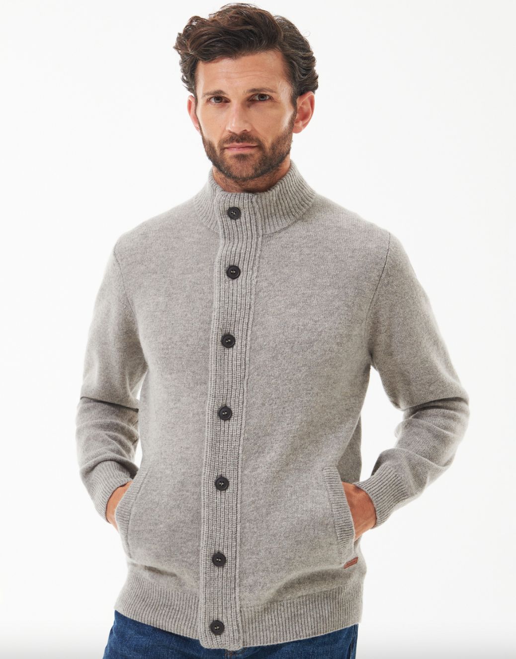 BARBOUR ESSENTIAL PATCH ZIP THROUGH KNITTED JUMPER