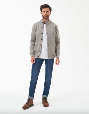 BARBOUR ESSENTIAL PATCH ZIP THROUGH KNITTED JUMPER