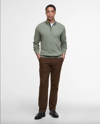 Cotton Mens Half Zip Jumper - Thyme