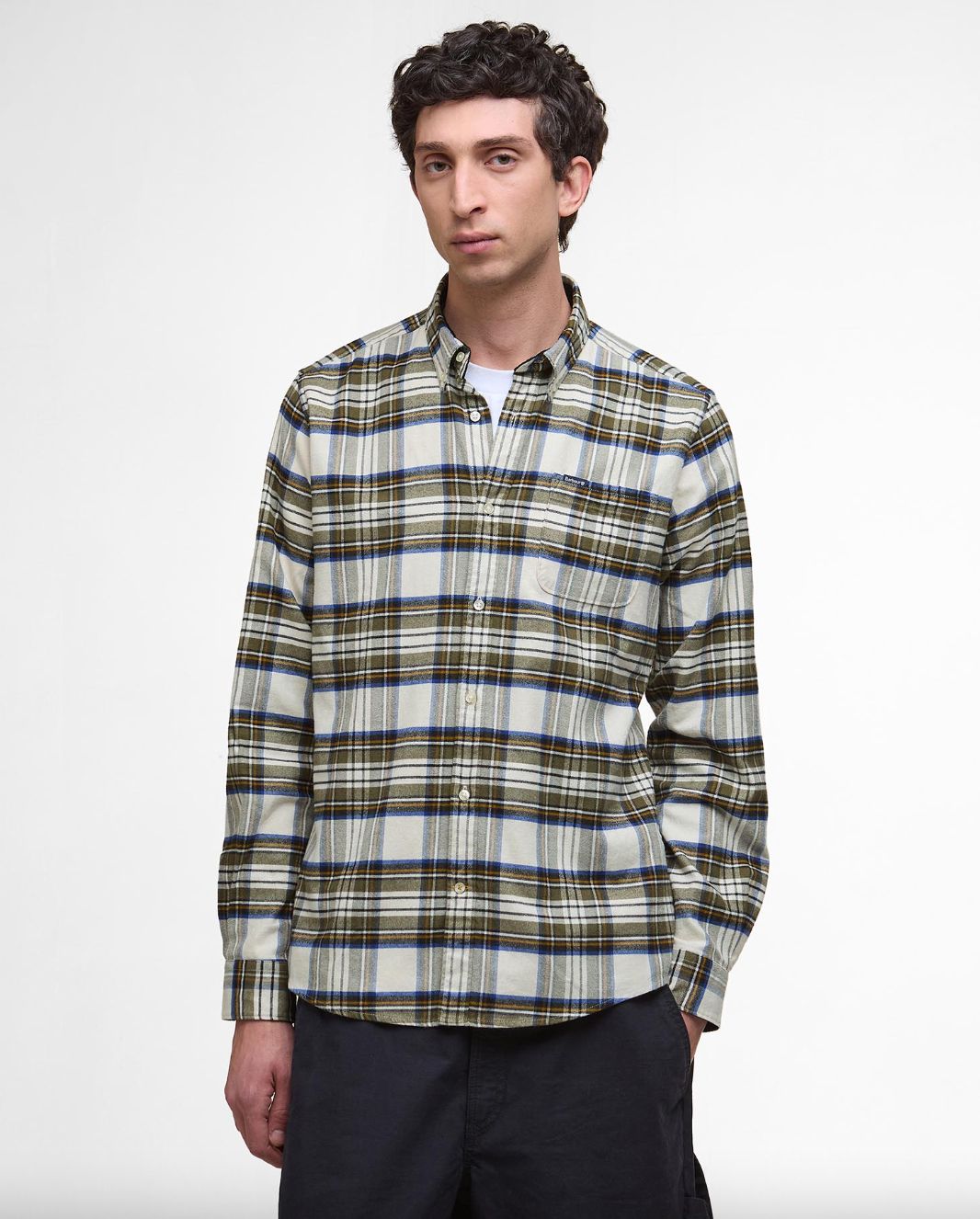 Ronan Tailored Check Mens Shirt - Ecru Marl