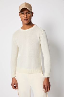 L.B.M. PULL COL ROND BLANC