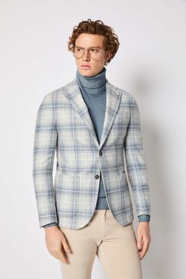 VESTON LUBIAM CARREAUX GRIS BLEU