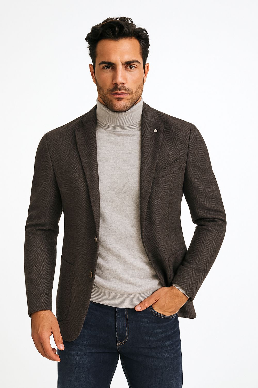 VESTON LUBIAM BRUN CHEVRONS