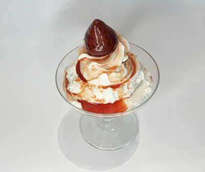 Faux Vanilla Strawberry Sundae Glass Prop