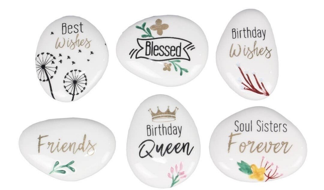 Young's - Ceramic Floral Birthday Tokens, 6 Ast.