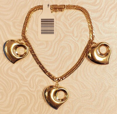 18kt Yellow Gold Heart Charm Bracelet 6.5