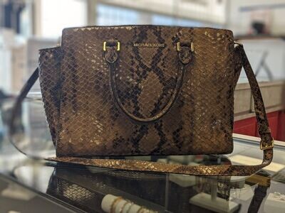 Michael Kors Snake Skin Avril Top-Zip Satchel Bag