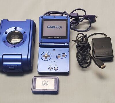 Game Boy Advance SP with travel case and game case