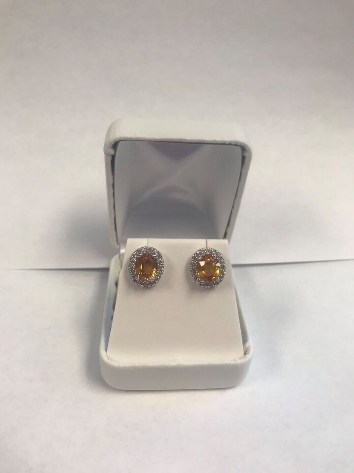 Gabriel & Co. 14kt White Gold Citrine Diamond Earrings