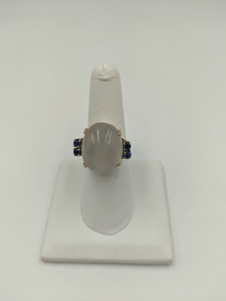 14kt Yellow Gold White Stone Ladies Ring w/ Blue stones Size 6 1/2
