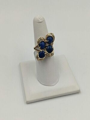 14kt Yellow Gold Blue Stone Ladies Ring Size 6 1/4