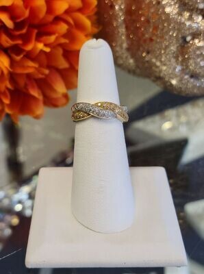 14kt Yellow & White Gold Braided Diamond Ring Size 5 1/2