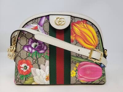 Gucci Ophidia GG Supreme Sherry Line Flora Ivory Dome Bag