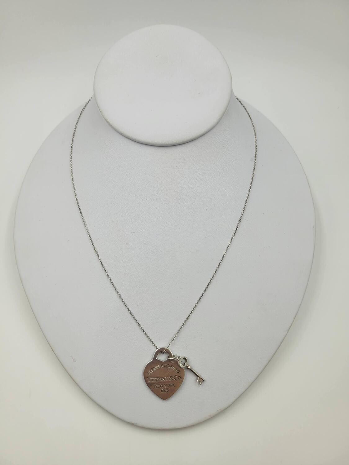 Tiffany Heart & Key Necklace 925 Sterling Silver