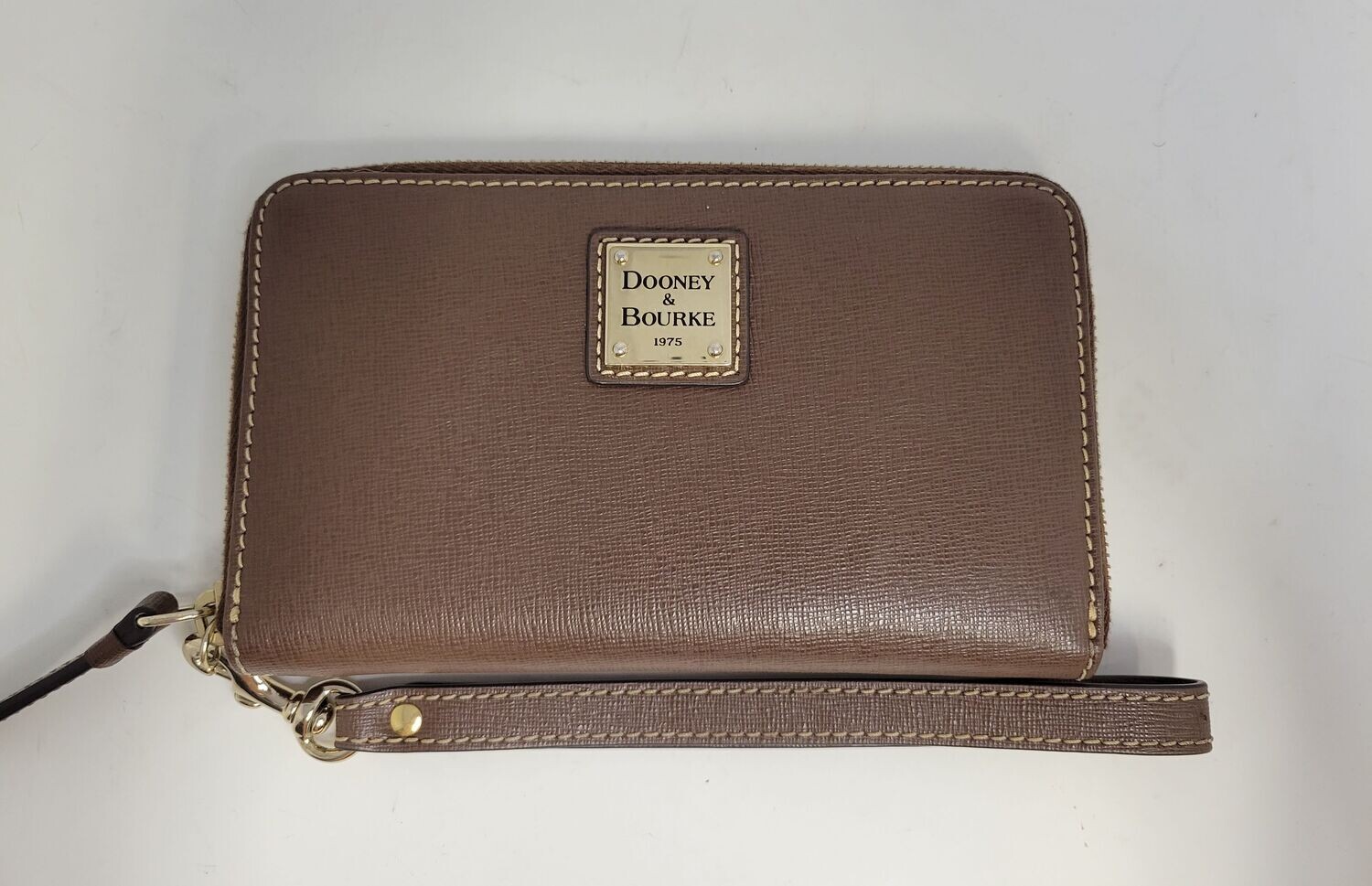 Dooney & Bourke Brown Leather Zip Around Wristlet Wallet