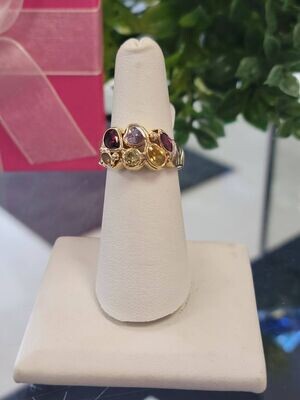 14kt Yellow Gold Multi-Color Stone Ladies Ring Size 6