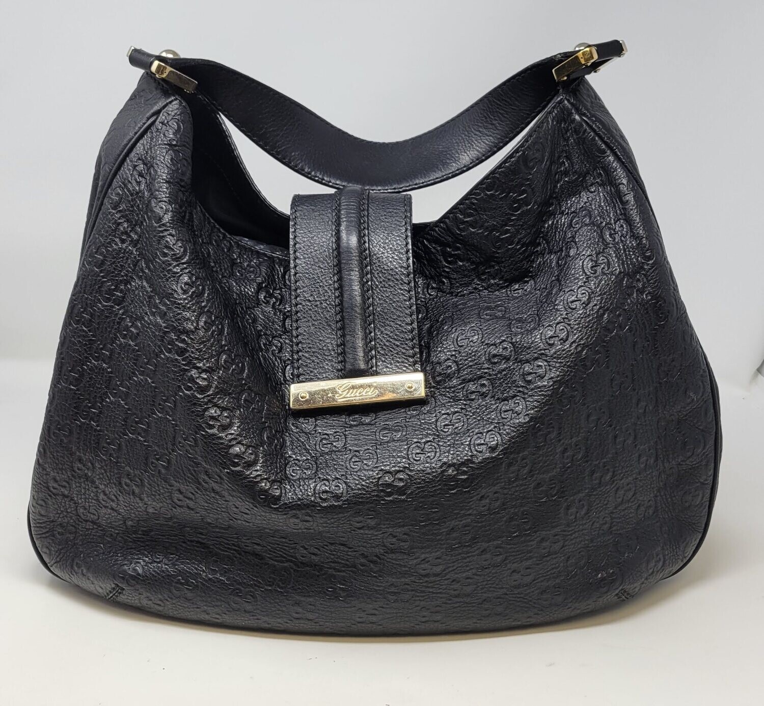 Gucci Black Leather Guccisma Hobo Bag