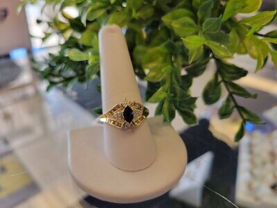 14kt Yellow Gold Blue Stone Diamond Ring Size 10