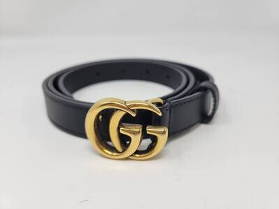 Gucci GG Black Leather Belt Thin Size 85