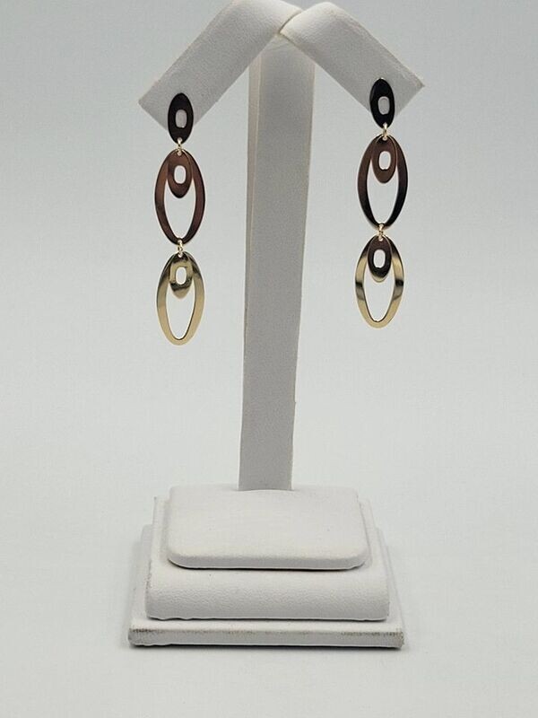 14kt Yellow Gold Oval Link Dangle Earrings