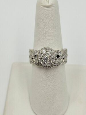 14kt White Gold Diamond Wedding Ring Set 1.25pt TDW Size 7