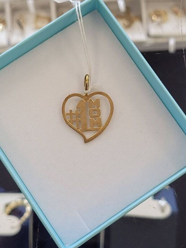 14kt Yellow Gold #1 Mom Heart Pendant