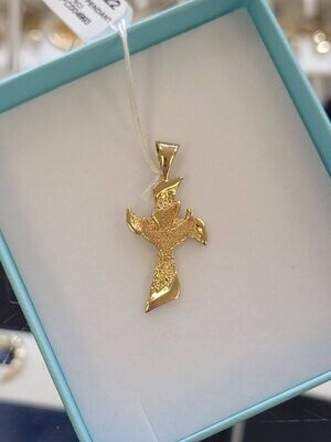 14kt Yellow Gold Dove & Cross Pendant