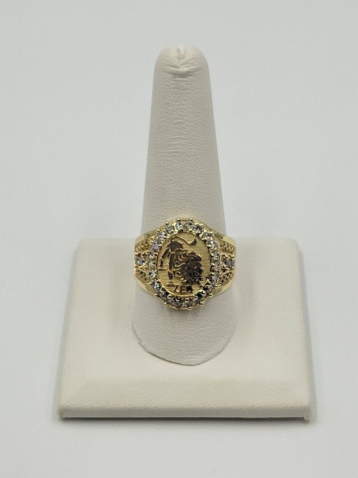 10kt Yellow Gold Men's Leo Astrological Ring w/ CZs Size 10 1/2 10kt Yellow Gold Men's Leo Astrological Ring w/ CZs Size 10 1/2
