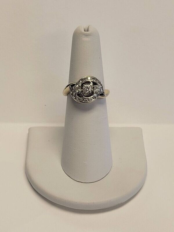 14kt White Gold Unique Style Past, Present, Future Diamond Ring Size 6 3/4