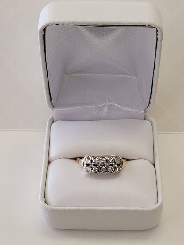 14kt Yellow Gold Double Row Diamond Ring Size 8 3/4