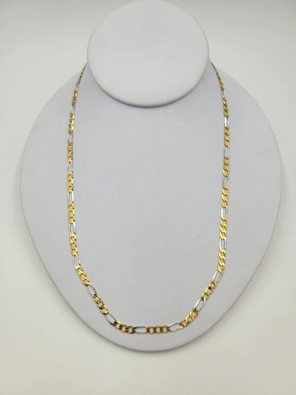 10kt Yellow & White Gold 20" 5mm Figaro Necklace